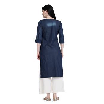 Blue woven cotton cotton-kurtis 4