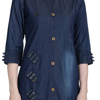 Blue woven cotton cotton-kurtis 5