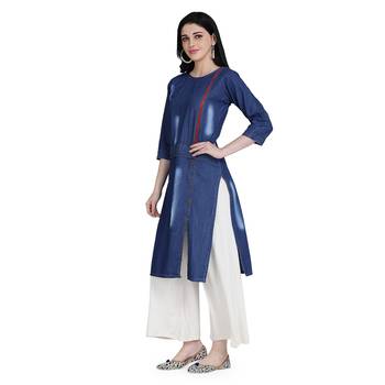 Blue woven cotton cotton-kurtis 2