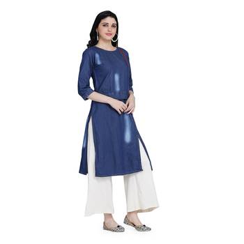 Blue woven cotton cotton-kurtis 3