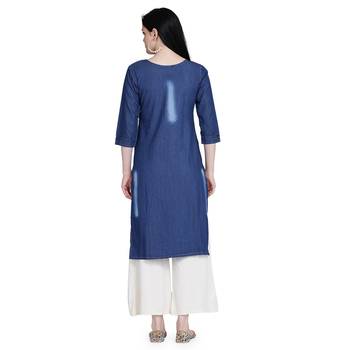 Blue woven cotton cotton-kurtis 4