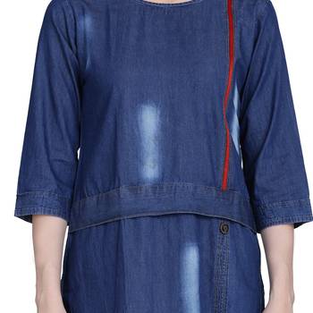Blue woven cotton cotton-kurtis 5
