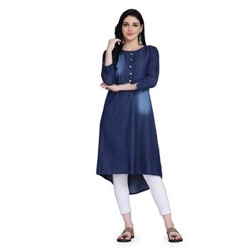 Blue woven cotton cotton-kurtis 1