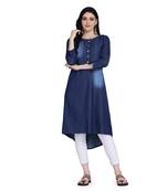 Blue woven cotton cotton-kurtis
