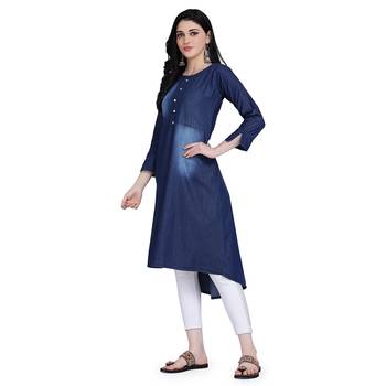 Blue woven cotton cotton-kurtis 2