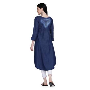 Blue woven cotton cotton-kurtis 4