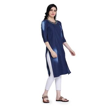 Blue woven cotton cotton-kurtis 3