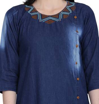 Blue woven cotton cotton-kurtis 5