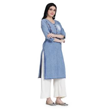 Blue woven cotton cotton-kurtis 3