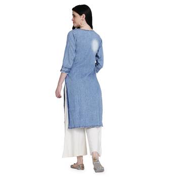 Blue woven cotton cotton-kurtis 4