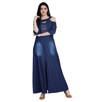 Blue woven cotton cotton-kurtis 1