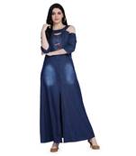 Blue woven cotton cotton-kurtis