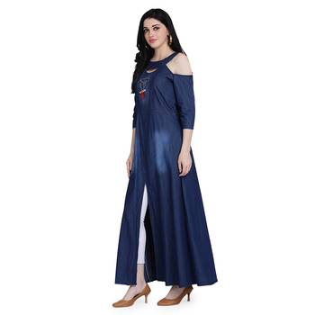 Blue woven cotton cotton-kurtis 2