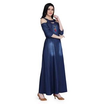 Blue woven cotton cotton-kurtis 3