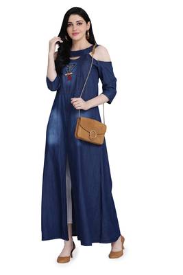Blue woven cotton cotton-kurtis 5