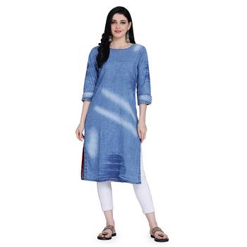 Blue woven cotton cotton-kurtis 1