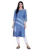 Blue woven cotton cotton-kurtis