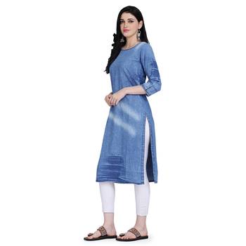 Blue woven cotton cotton-kurtis 2