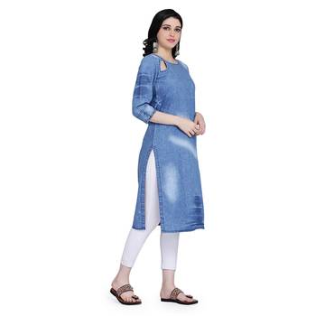 Blue woven cotton cotton-kurtis 3