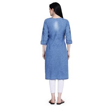 Blue woven cotton cotton-kurtis 4