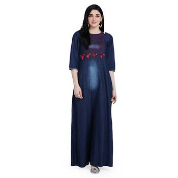 Blue woven cotton cotton-kurtis 1