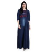 Blue woven cotton cotton-kurtis