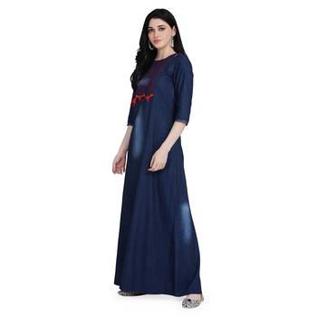 Blue woven cotton cotton-kurtis 2