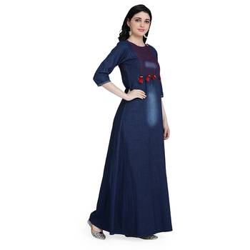 Blue woven cotton cotton-kurtis 3