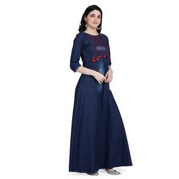Blue woven cotton cotton-kurtis 4