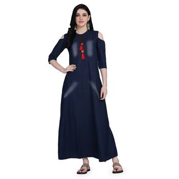Blue woven cotton cotton-kurtis 1