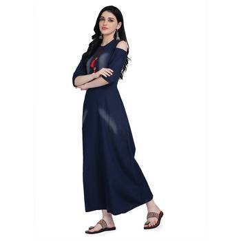 Blue woven cotton cotton-kurtis 3