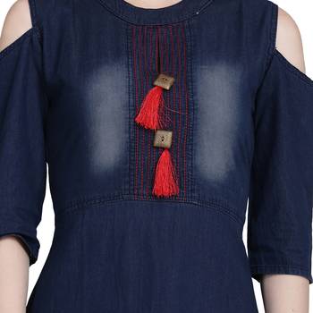 Blue woven cotton cotton-kurtis 5