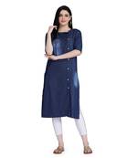 Blue woven cotton cotton-kurtis