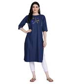 Blue woven cotton cotton-kurtis