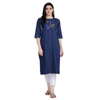 Blue woven cotton cotton-kurtis 2