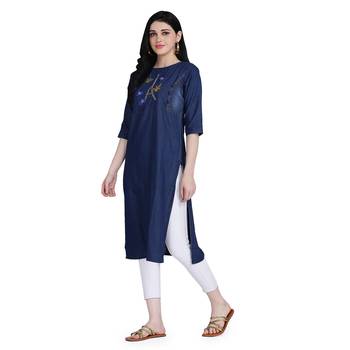 Blue woven cotton cotton-kurtis 3