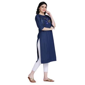 Blue woven cotton cotton-kurtis 4