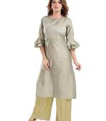 Grey plain polyester ethnic-kurtis