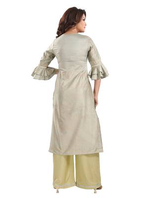 Grey plain polyester ethnic-kurtis 2
