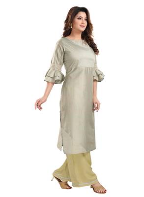 Grey plain polyester ethnic-kurtis 3