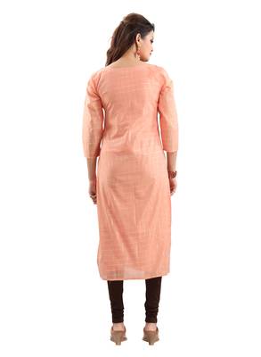 Pink plain polyester ethnic-kurtis 2