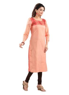 Pink plain polyester ethnic-kurtis 3