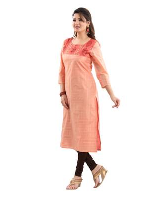 Pink plain polyester ethnic-kurtis 4
