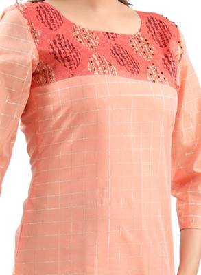 Pink plain polyester ethnic-kurtis 5