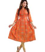 Orange printed polyester ethnic-kurtis