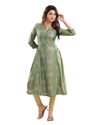 Green printed polyester ethnic-kurtis 1