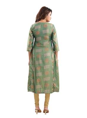 Green printed polyester ethnic-kurtis 2