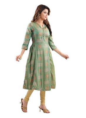 Green printed polyester ethnic-kurtis 3