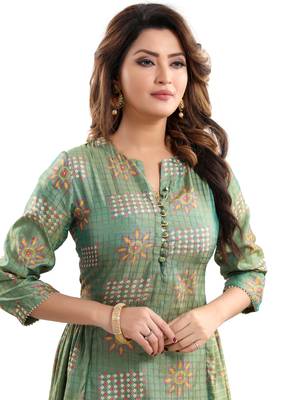 Green printed polyester ethnic-kurtis 5