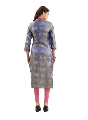 Blue printed polyester ethnic-kurtis 2